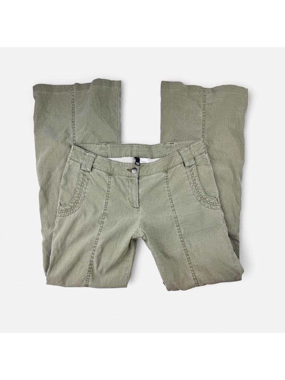 Sage Green Washed Cotton Cargo Utility Pants